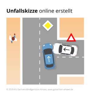 Als Beweismittel ist eine nachträglich online erstellte Skizze jedoch längst nicht so aussagekräftig und anerkannt wie eine handschriftliche, direkt am Unfallort erstellte Skizze.